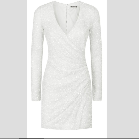 balmain white sequin dress Balmain Pearled Long-Sleeve Dress US 6 (S) / White